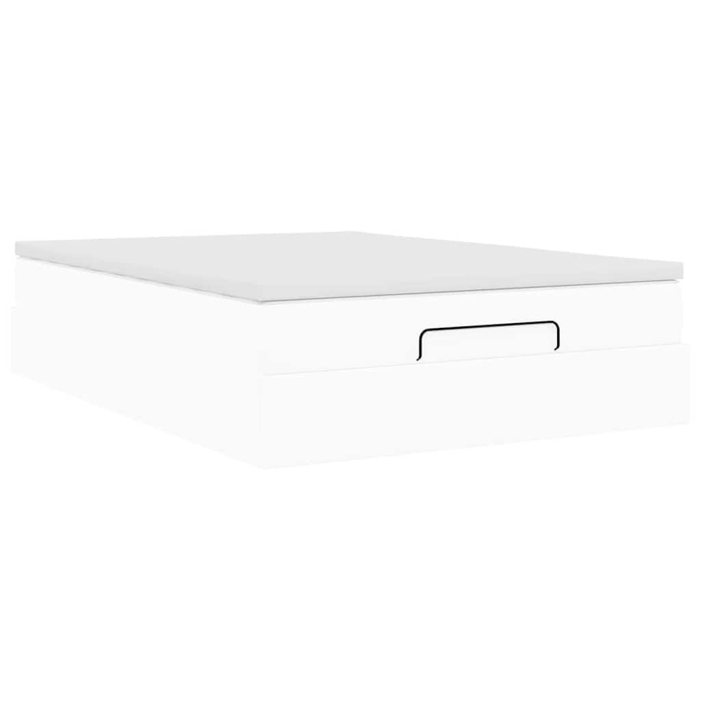 vidaXL Οθωμανικό κρεβάτι με στρώμα Λευκό 140x200cm Faux Leather