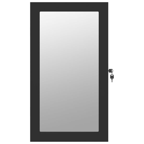 vidaXL Έπιπλο Κοσμημάτων με Καθρέφτη/LED Φώτα Επιτοίχιο Μαύρο