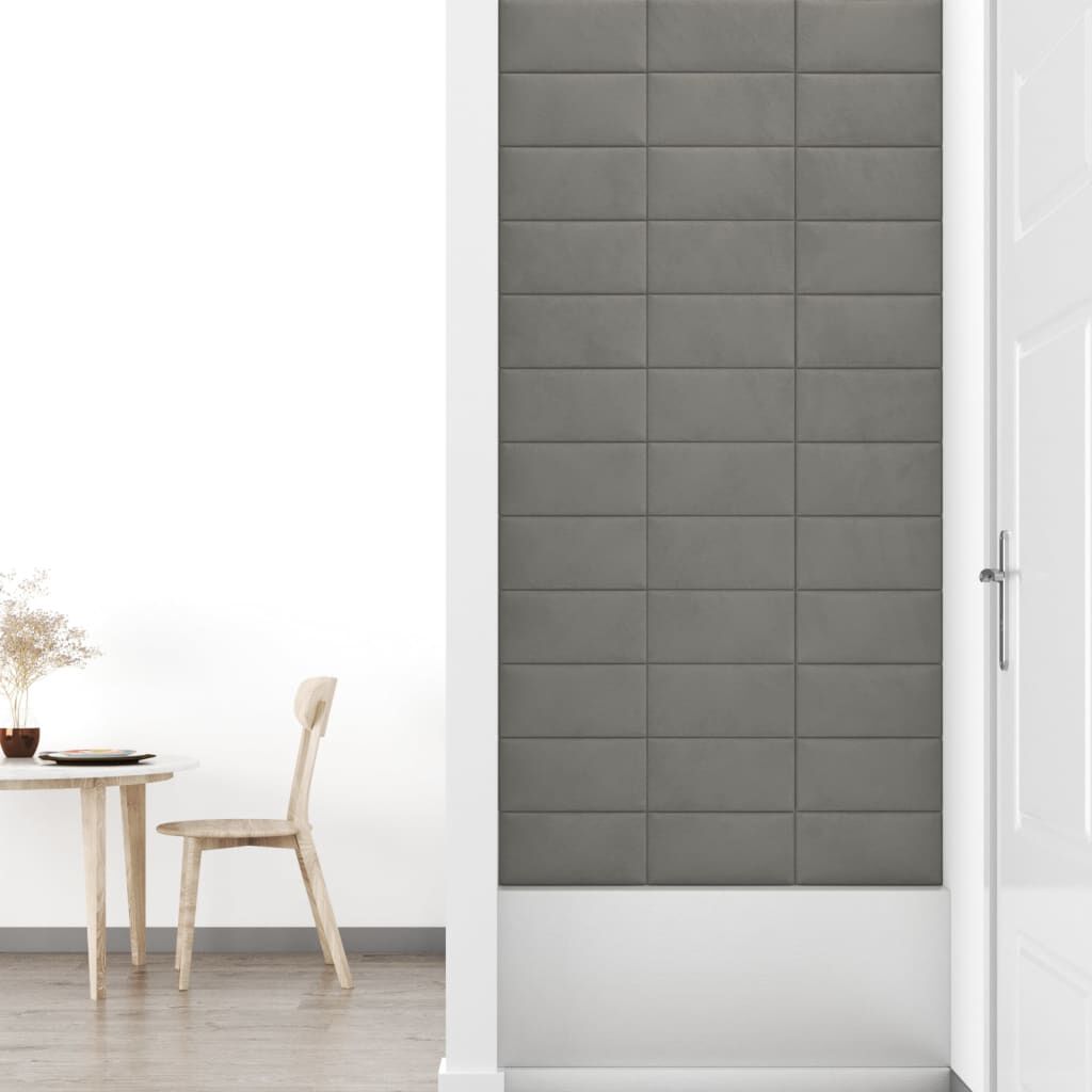 vidaXL Πάνελ Τοίχου 12 τεμ. Ανοιχτό Γκρι 30x15 εκ. 0,54 μ² Βελούδινα