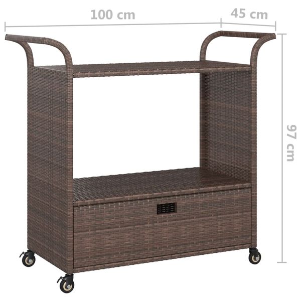 vidaXL Τρόλεϊ Μεταφοράς με Συρτάρι Καφέ 100x45x97 εκ. Συνθετικό Ρατάν