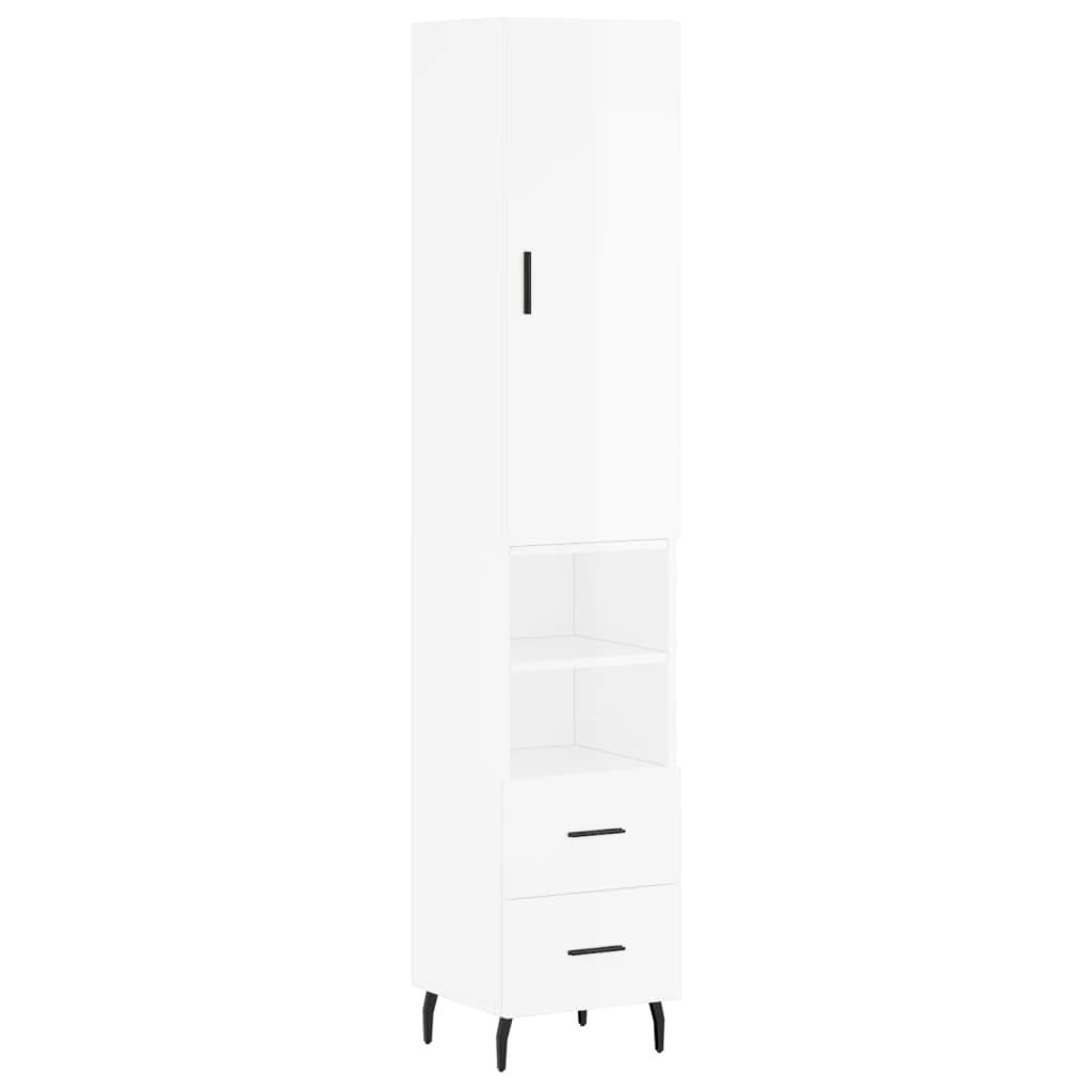 vidaXL Ντουλάπι Γυαλ. Λευκό 34,5 x 34 x 180 εκ. από Επεξεργασμένο Ξύλο