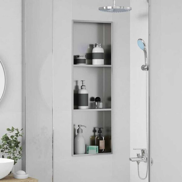 vidaXL Νίτσα Μπάνιου Ασημί 90 x 30 x 9.5 εκ. Ανοξείδωτο ατσάλι
