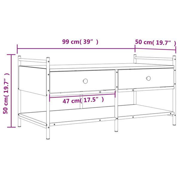 vidaXL Τραπεζάκι Σαλονιού Γκρι Sonoma 99x50x50 εκ. Επεξεργασμένο Ξύλο