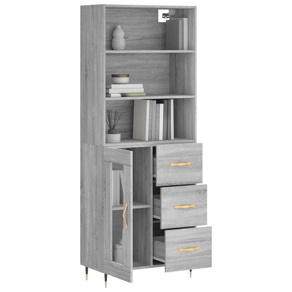 vidaXL Ντουλάπι Γκρι Sonoma 69,5 x 34 x 180 εκ. Επεξεργασμένο Ξύλο