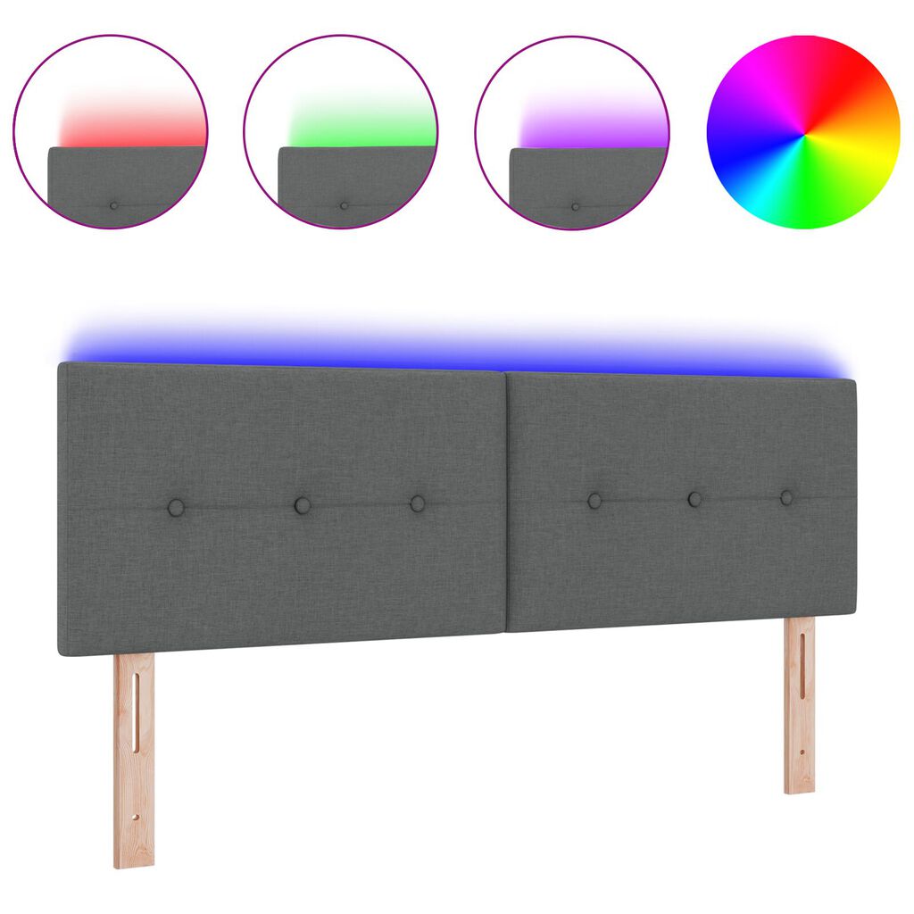 vidaXL LED Κεφαλάρι με Κουμπιά Σκούρο Γκρι 72 εκ. Υφάσματος