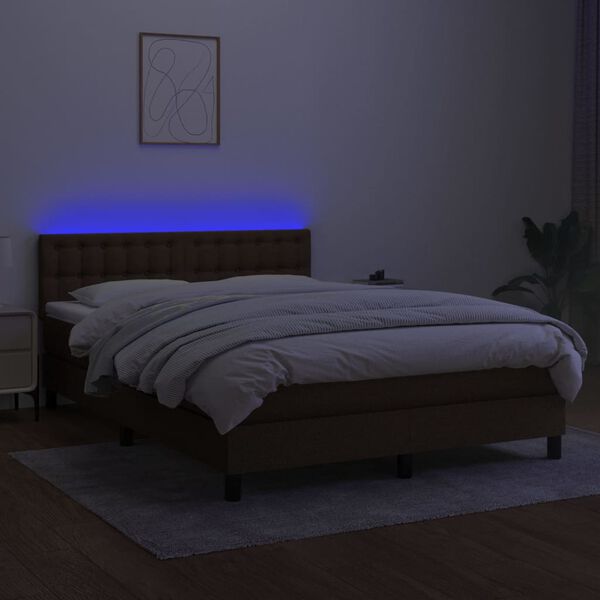 vidaXL &Kappa;&rho;&epsilon;&beta;ά&tau;&iota; Boxspring &mu;&epsilon; &Sigma;&tau;&rho;ώ&mu;&alpha; & LED &Sigma;&kappa;.&Kappa;&alpha;&phi;έ 140x200 &epsilon;&kappa; &Upsilon;&phi;&alpha;&sigma;&mu;ά&tau;&iota;&nu;&omicron;