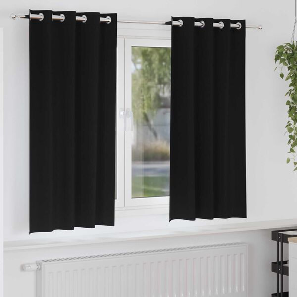 vidaXL Κουρτίνες με κουρτίνες 2 pcs Μαύρο 175 x 140 εκ. Πολυεστέρας