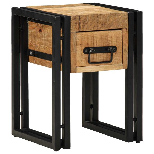 vidaXL Τραπέζι με Συρτάρι Μαύρο 30x30x40 εκ Μασίφ Ξύλο Μάνγκο
