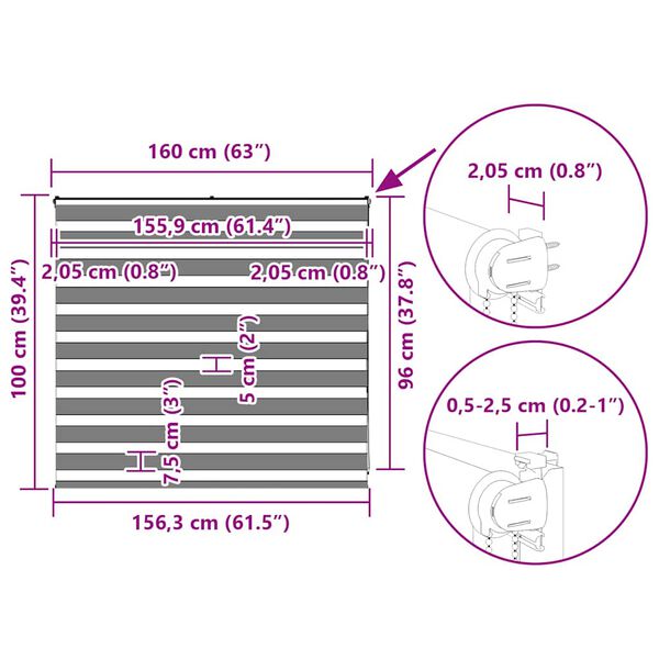 vidaXL Ζέβρα τυφλή Λευκό Πλάτος υφάσματος 155,9 εκ. Πολυεστέρας