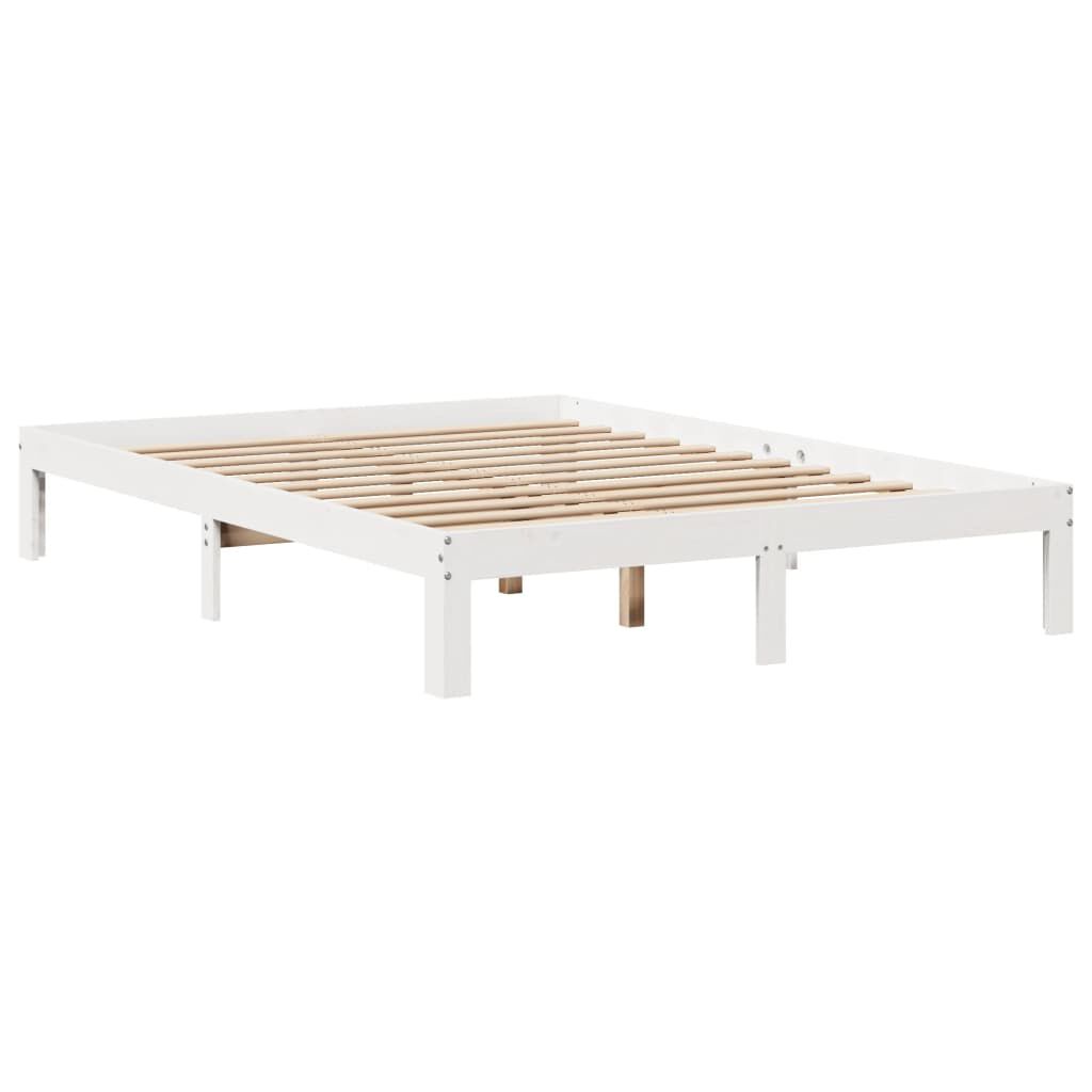 vidaXL Κρεβάτι Βιβλιοθήκη Χωρίς Στρώμα Λευκό 135x190 εκ Μασίφ Πεύκο