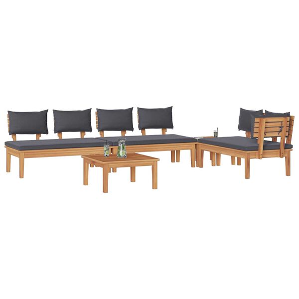 vidaXL Σετ Παγκάκι Κήπου 5 pcs Καφέ, Γκρί Πολυ rattan, βαμμένο ατσάλι
