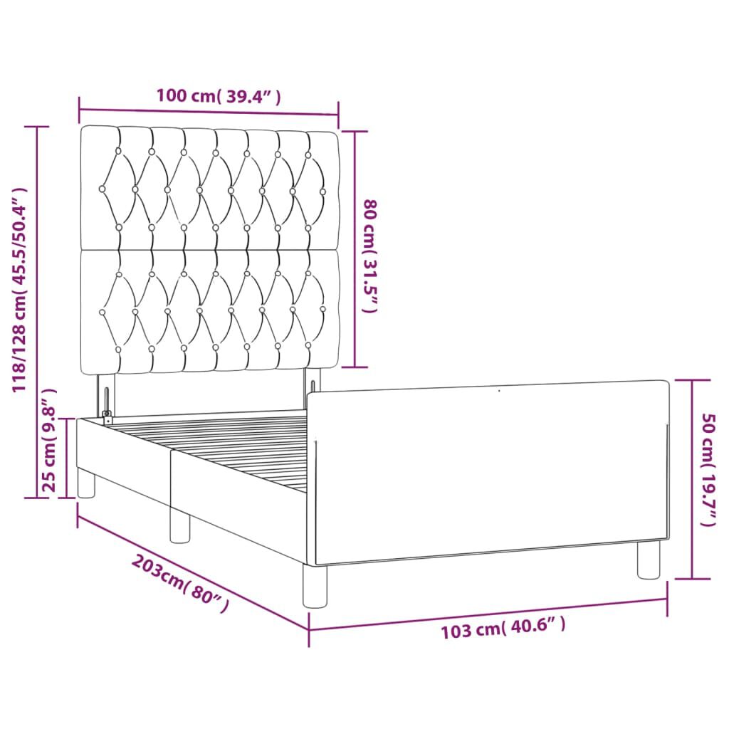 vidaXL Σκελετός Κρεβατιού Χωρίς Στρώμα Taupe 100 x 200 εκ. Υφασμάτινο