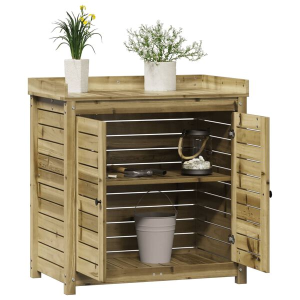 vidaXL Τραπέζι Κηπουρικής με Ράφια 82,5x50x86,5 εκ. Εμποτ. Ξύλο Πεύκου
