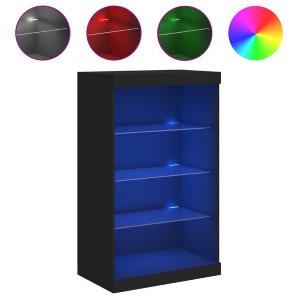 vidaXL Μπουφές με Φώτα LED Μαύρος 60,5 x 37 x 100 εκ.
