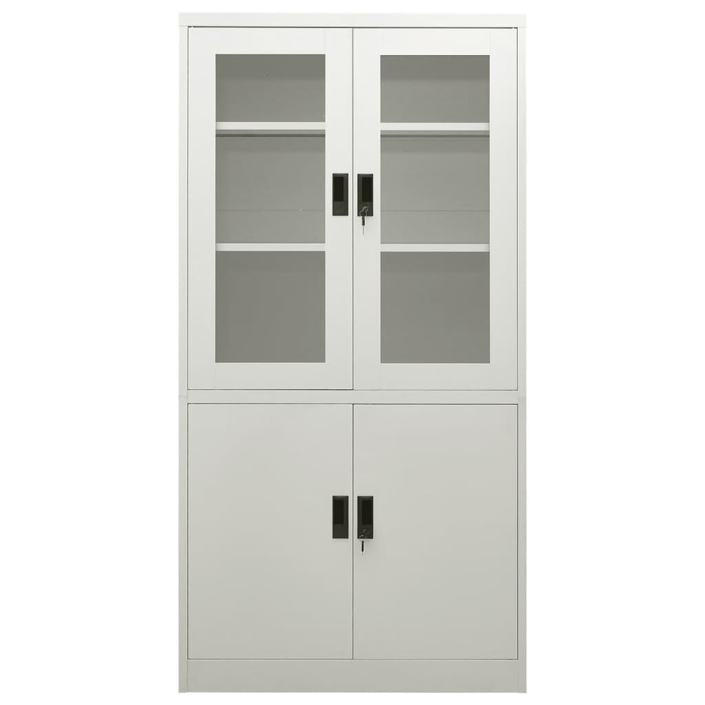 vidaXL Ντουλάπα Γραφείου 90 x 40 x 180 εκ. Ανοιχτό Γκρι Ατσάλινη