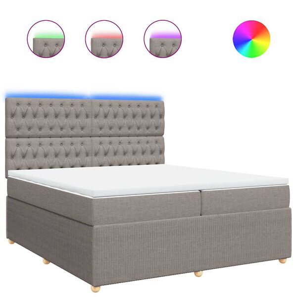 vidaXL Κρεβάτι Boxspring με Στρώμα Taupe 200x200 εκ. Υφασμάτινο
