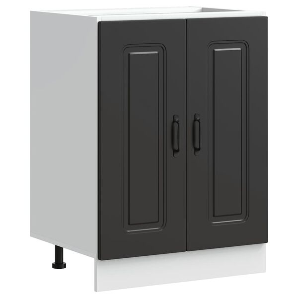 vidaXL Ντουλάπι βάσης νεροχύτη Kalmar Μαύρο 60x46x81,5 εκ. Επεξ. Ξύλο