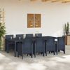 vidaXL Σέτ φαγητού για κήπο 9 pcs Ανθρακί Rattan Polt