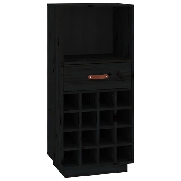 vidaXL Κάβα Κρασιών Μαύρο 45 x 34 x 100 εκ. από Μασίφ Ξύλο Πεύκου