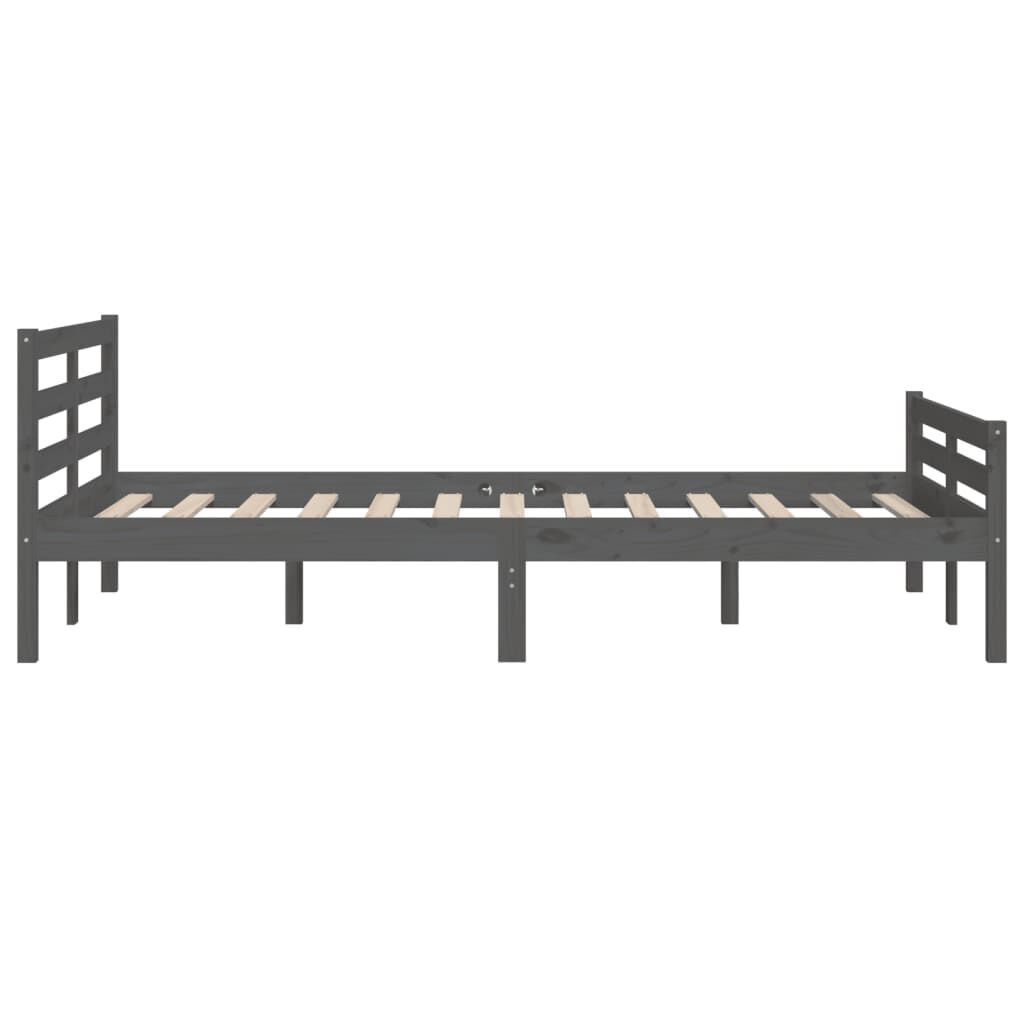 vidaXL Πλαίσιο Κρεβατιού Γκρι 150 x 200 εκ. Μασίφ Ξύλο King Size