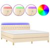 vidaXL &Kappa;&rho;&epsilon;&beta;ά&tau;&iota; Boxspring &mu;&epsilon; &Sigma;&tau;&rho;ώ&mu;&alpha; & LED &Kappa;&rho;&epsilon;&mu; 180x200 &epsilon;&kappa;. &Upsilon;&phi;&alpha;&sigma;&mu;ά&tau;&iota;&nu;&omicron;