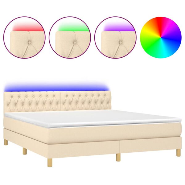 vidaXL &Kappa;&rho;&epsilon;&beta;ά&tau;&iota; Boxspring &mu;&epsilon; &Sigma;&tau;&rho;ώ&mu;&alpha; & LED &Kappa;&rho;&epsilon;&mu; 180x200 &epsilon;&kappa;. &Upsilon;&phi;&alpha;&sigma;&mu;ά&tau;&iota;&nu;&omicron;