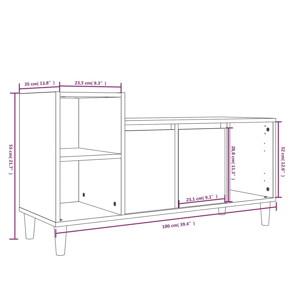 vidaXL Έπιπλο Τηλεόρασης Λευκό 100 x 35 x 55 εκ. Επεξ. Ξύλο