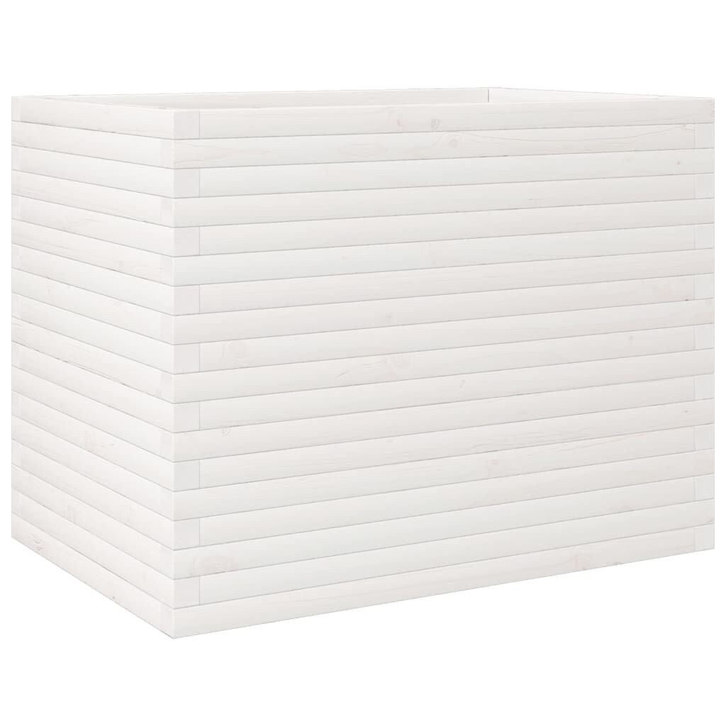 vidaXL Ζαρντινιέρα Κήπου Λευκή 60 x 60 x 60 εκ. από Μασίφ Ξύλο Πεύκου