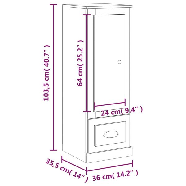 vidaXL Ντουλάπι Καφέ δρυς 36x35,5x103,5 εκ. από Επεξεργασμένο Ξύλο