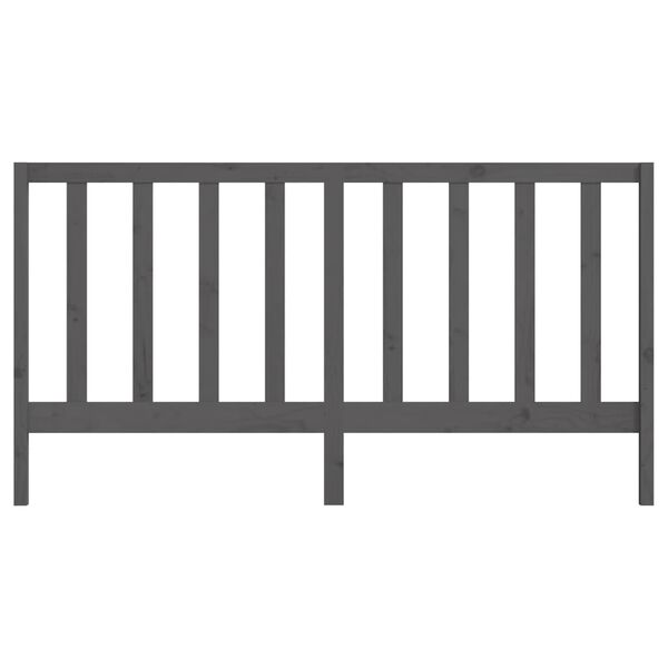 vidaXL Κεφαλάρι Κρεβατιού Γκρι 206 x 4 x 100 εκ. από Μασίφ Ξύλο Πεύκου