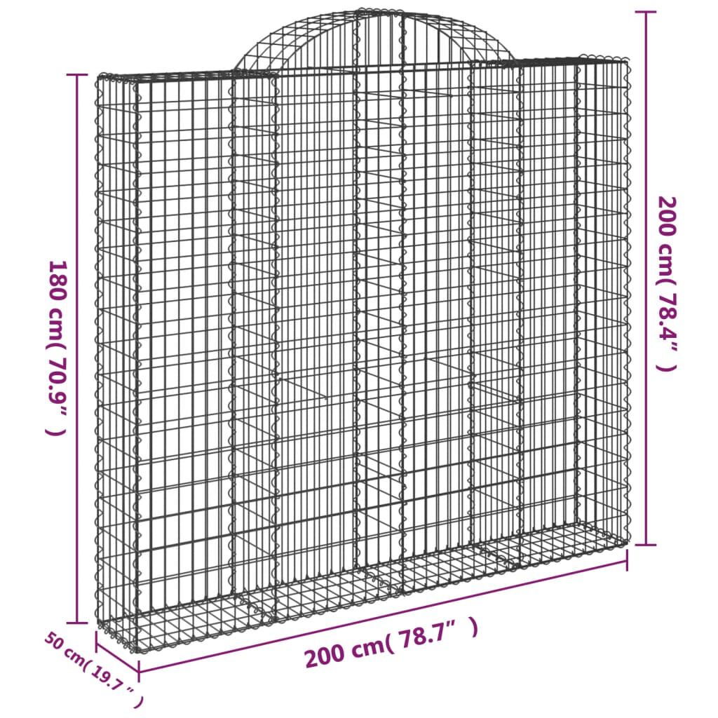 vidaXL Συρματοκιβώτια Τοξωτά 14 τεμ. 200x50x180/200 εκ. Γαλβαν. Ατσάλι
