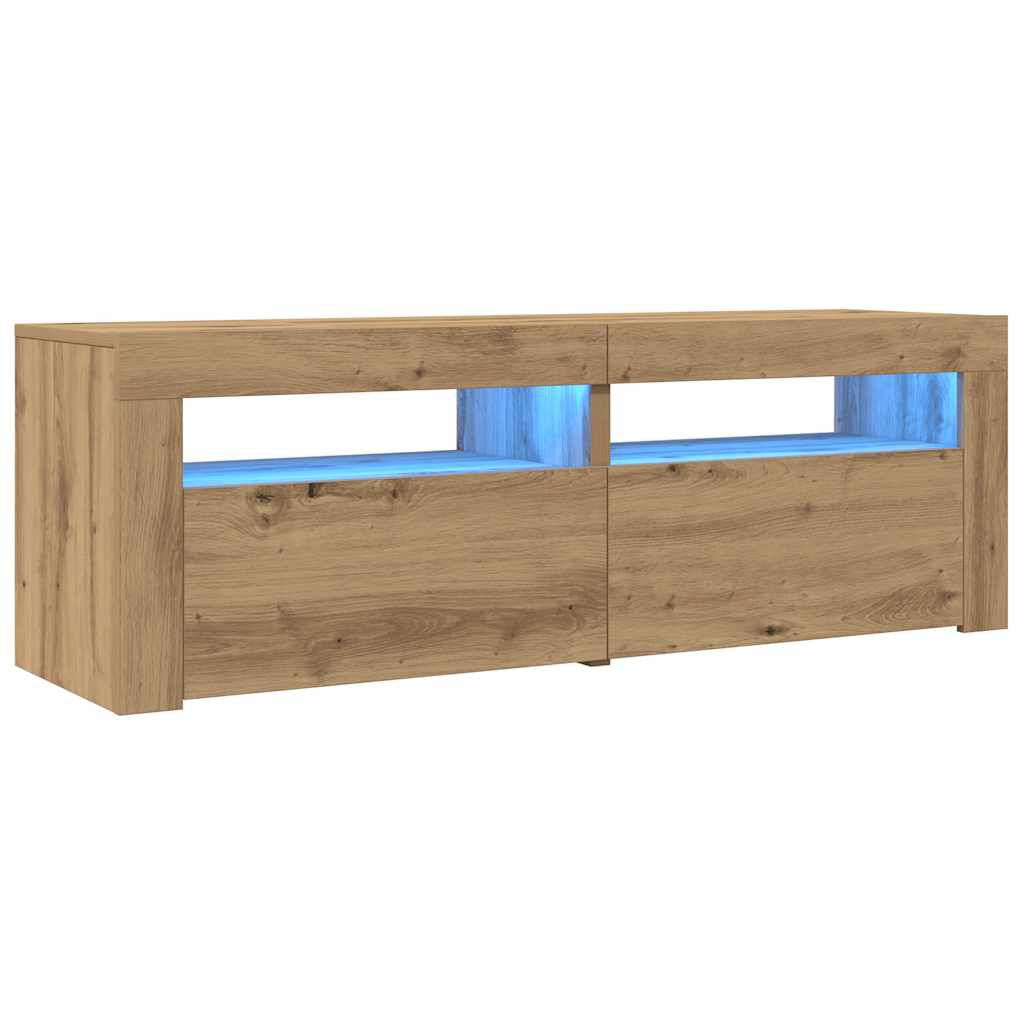 vidaXL Έπιπλο Τηλεόρασης με LED Αρτισιανή Δρυς 120x35x40 εκ Επεξ.Ξύλο