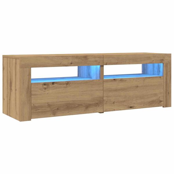 vidaXL Έπιπλο Τηλεόρασης με LED Αρτισιανή Δρυς 120x35x40 εκ Επεξ.Ξύλο