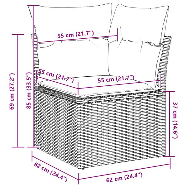vidaXL 7 Piece Garden Sofa Set with Cushions Μπεζ Πολυ Ρατάν