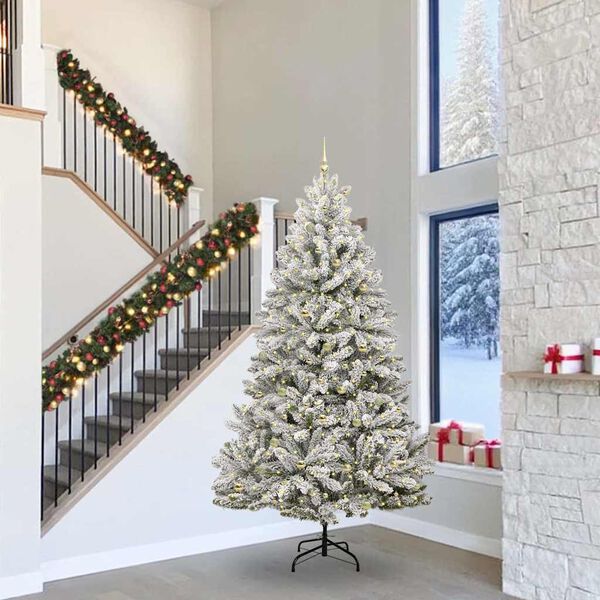 vidaXL Τεχνητό Χριστουγεννιάτικο Δέντρο Πράσινο και Λευκό 300 cm