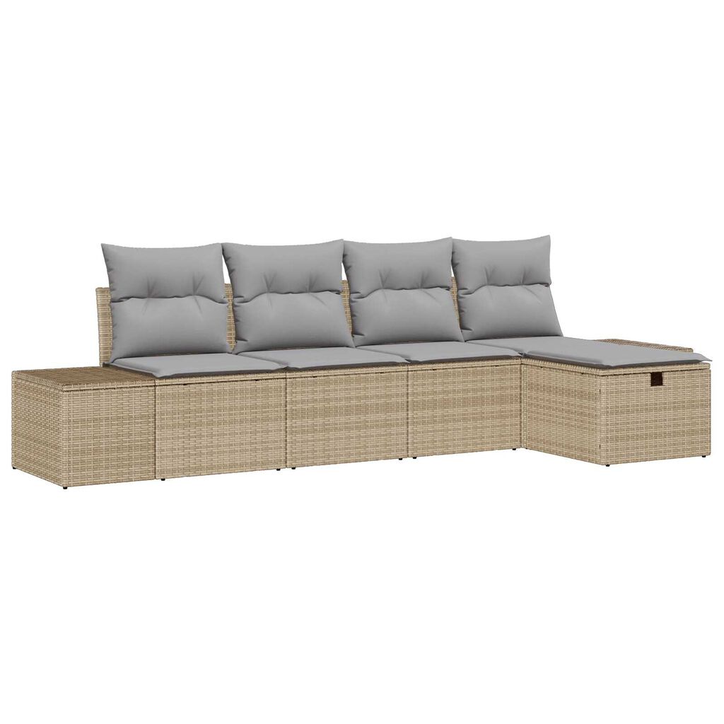 vidaXL Σετ Καναπέ Κήπου 5 pcs Μπεζ 55 x 62 x 69 εκ Πολυ ράταν