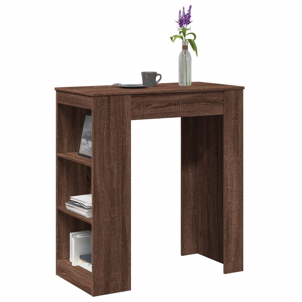 vidaXL Τραπέζι Μπαρ με Ράγες Καφέ Δρυς 95x47x103,5 εκ. Επεξεργ. Ξύλο