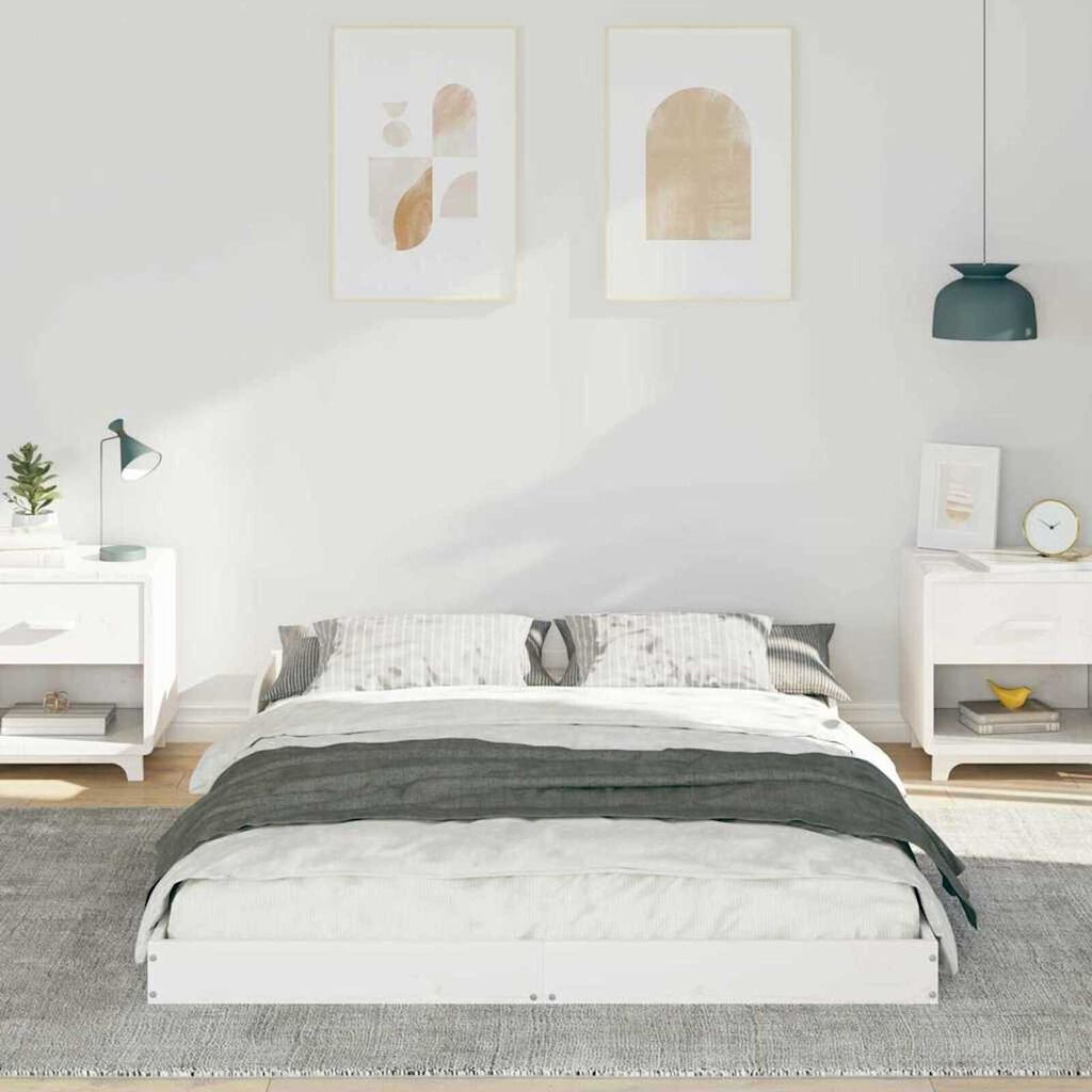 vidaXL Σκελετός Κρεβατιού Λευκό 140 x 190 cm Μασίφ ξύλο πεύκου