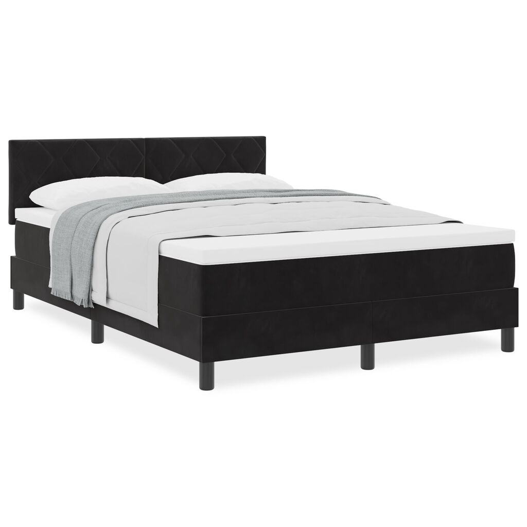κρεβάτι box spring vidaXL με στρώμα Μαύρο 140x200 εκ. Βελούδο