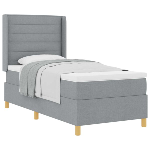 vidaXL Κρεβάτι Box Spring με Στρώμα Ανοιχτό Γκρι 80x200 εκ. Υφασμάτινο