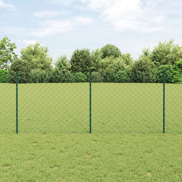vidaXL Φράκτης Chain Link με 10 U Πόλους Πράσινος 1x10 μ Ατσάλι