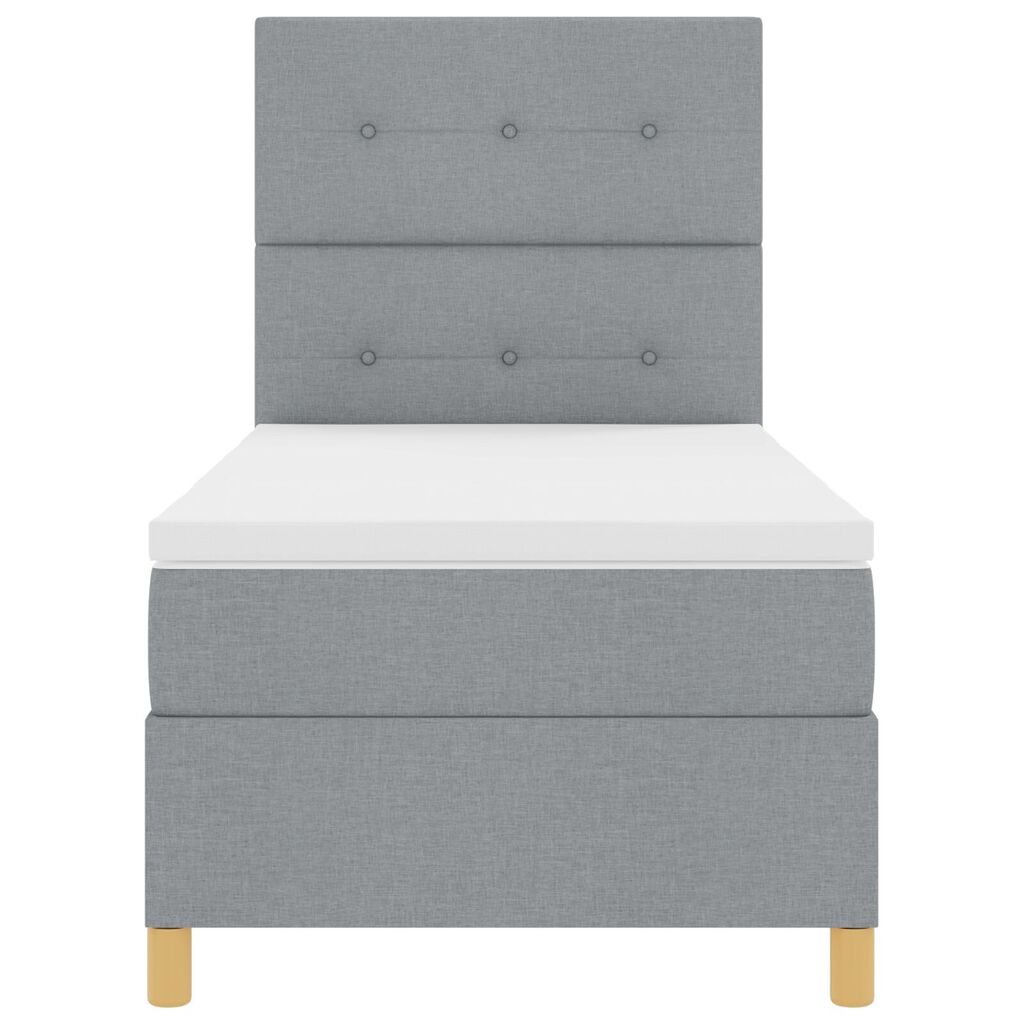 vidaXL Κρεβάτι Box Spring με Στρώμα Ανοιχτό Γκρι 90x200 εκ Ύφασμα