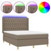 vidaXL &Kappa;&rho;&epsilon;&beta;ά&tau;&iota; Boxspring &mu;&epsilon; &Sigma;&tau;&rho;ώ&mu;&alpha; & LED Taupe 140x190 &epsilon;&kappa;. &Upsilon;&phi;&alpha;&sigma;&mu;ά&tau;&iota;&nu;&omicron;
