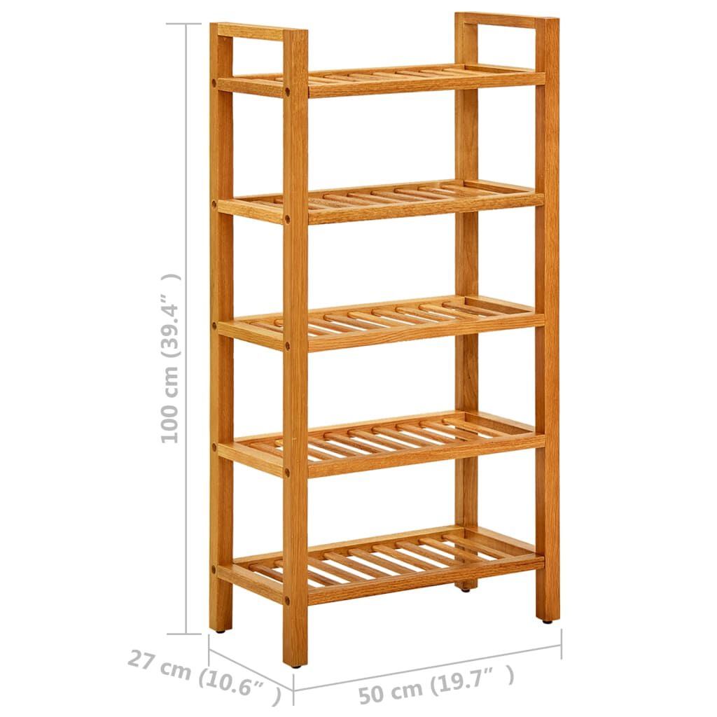 vidaXL Παπουτσοθήκη με 5 Ράφια 50 x 27 x 100 εκ. από Μασίφ Ξύλο Δρυός