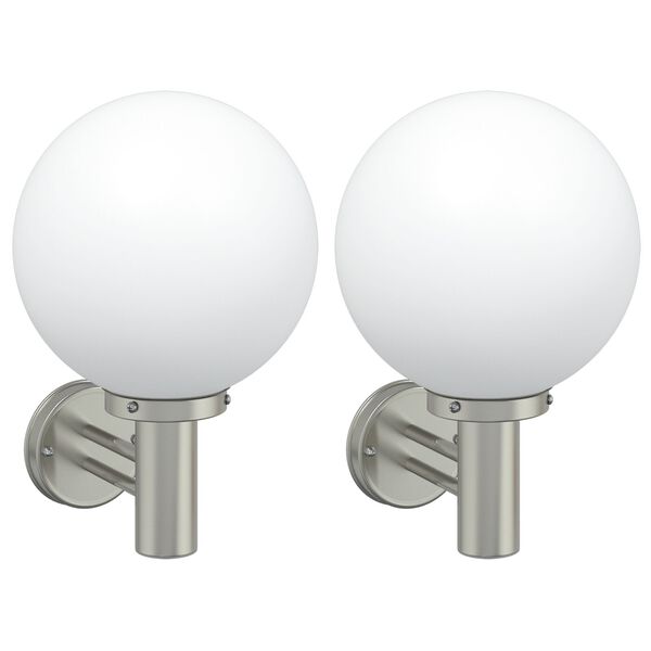 vidaXL Εξωτερικά Φωτιστικά Τοίχου 2 pcs Ασημί 28 x 25 x 38 εκ