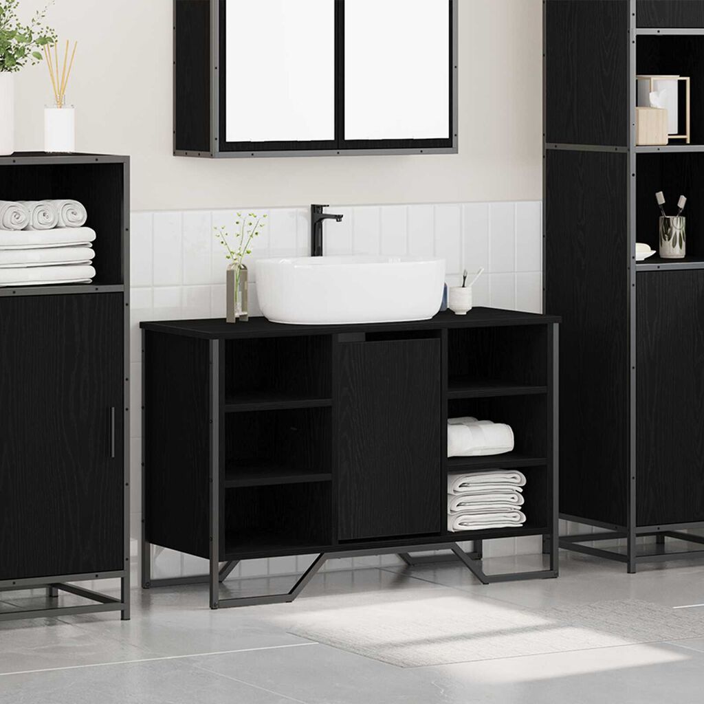 vidaXL ντουλάπα σιντριβανιού Μαύρη Δρυς 91x35x60 εκ Επεξεργασμένο Ξύλο