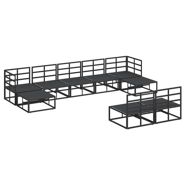 vidaXL Σετ Καναπέ Κήπου με μαξιλάρι 9 pcs Μαύρο Αλουμίνιο