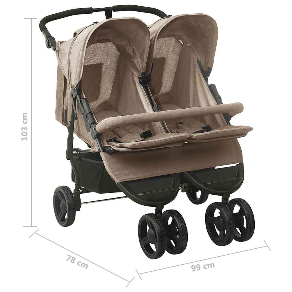 vidaXL Καρότσι Διδύμων Taupe Ατσάλινο
