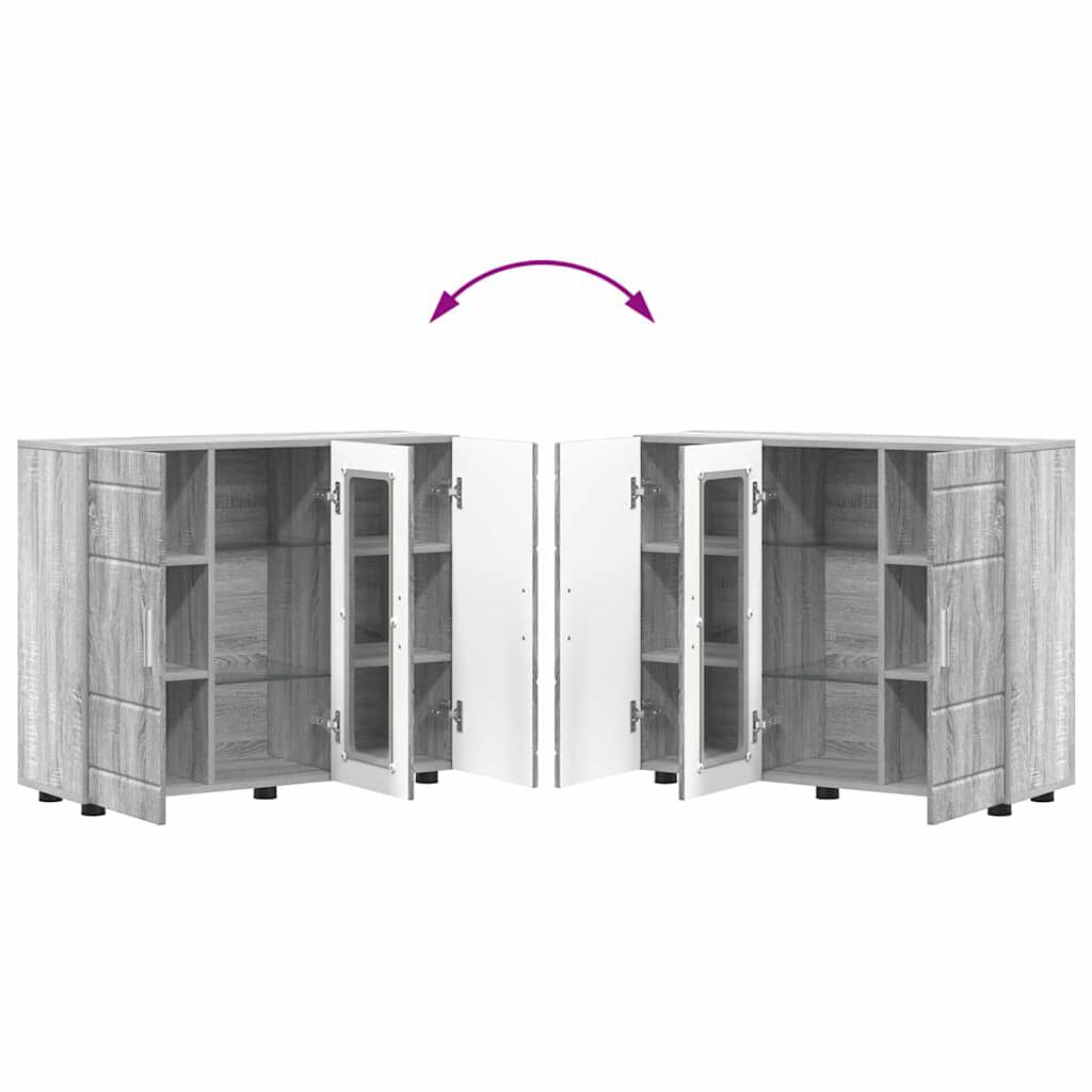 vidaXL Πλαϊνό γραφείο με ράφι με πόρτα Γκρι sonoma 55.5 x 29 x 100 εκ