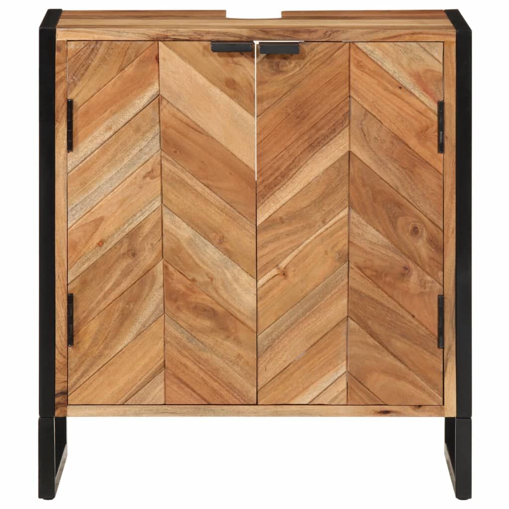 vidaXL Ντουλάπι Μπάνιου Επιτοίχιο 55x35x60 εκ. Μασίφ Ακακία/Σίδερο